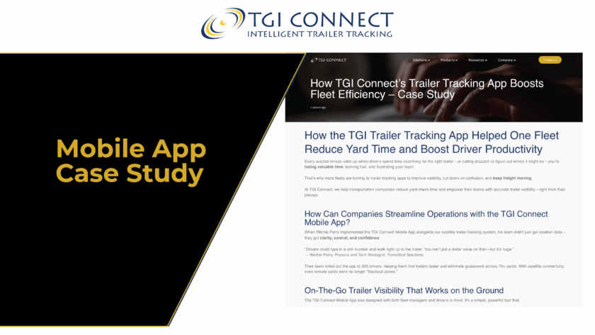 Image shows orange text on a black background that says Mobile App Case Study and a preview image of what the blog looks like on the right side.